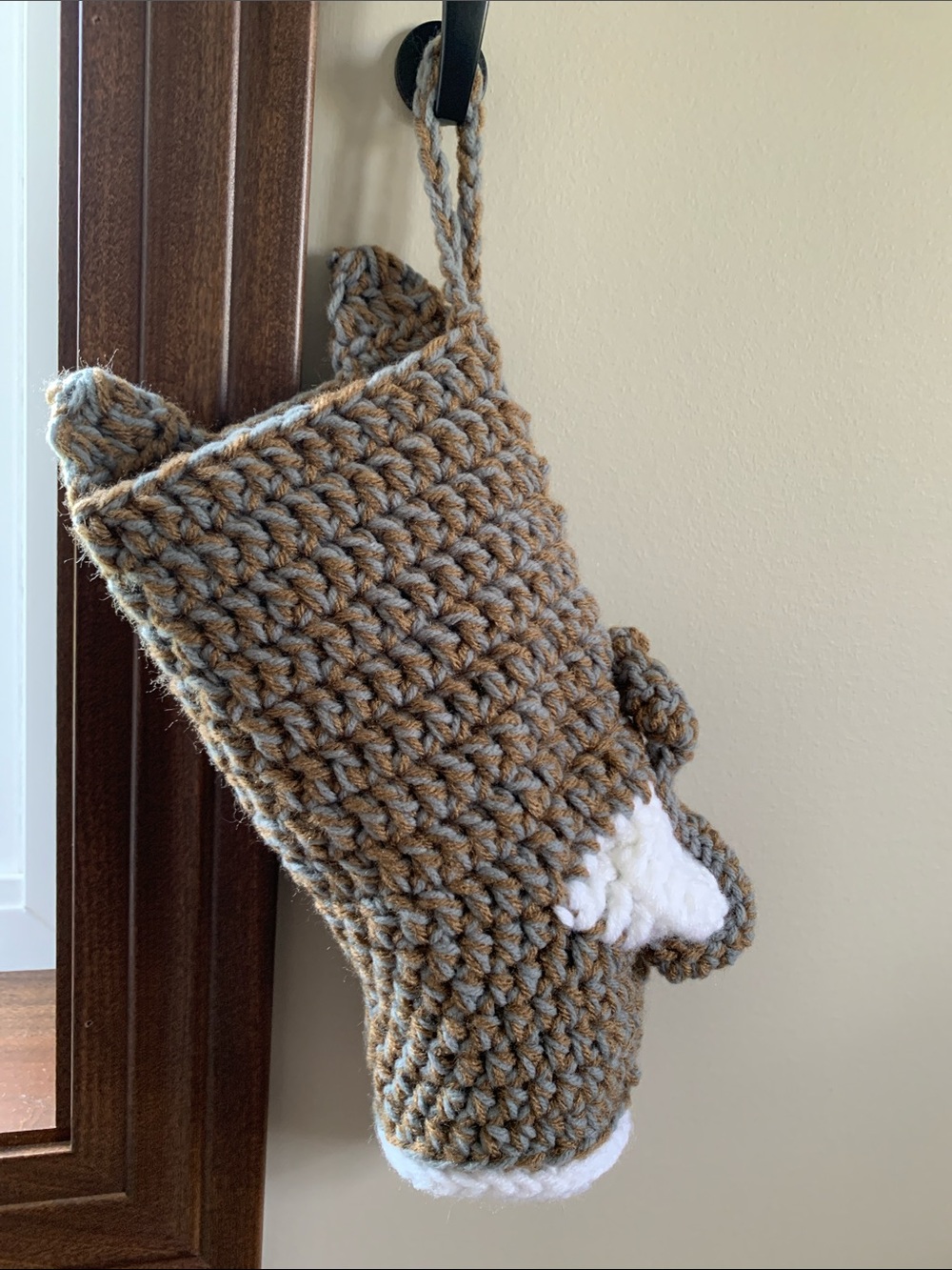 Handmade Gray & Tan Cat Stocking - Picture 2 of 4